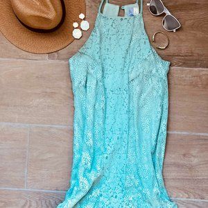 Mint Floral Lace Dress
